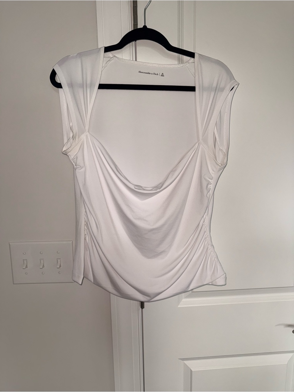 Abercrombie & Fitch White Draped Cowl Neck